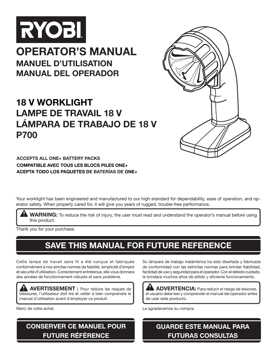 Ryobi P700 User Manual | 16 pages