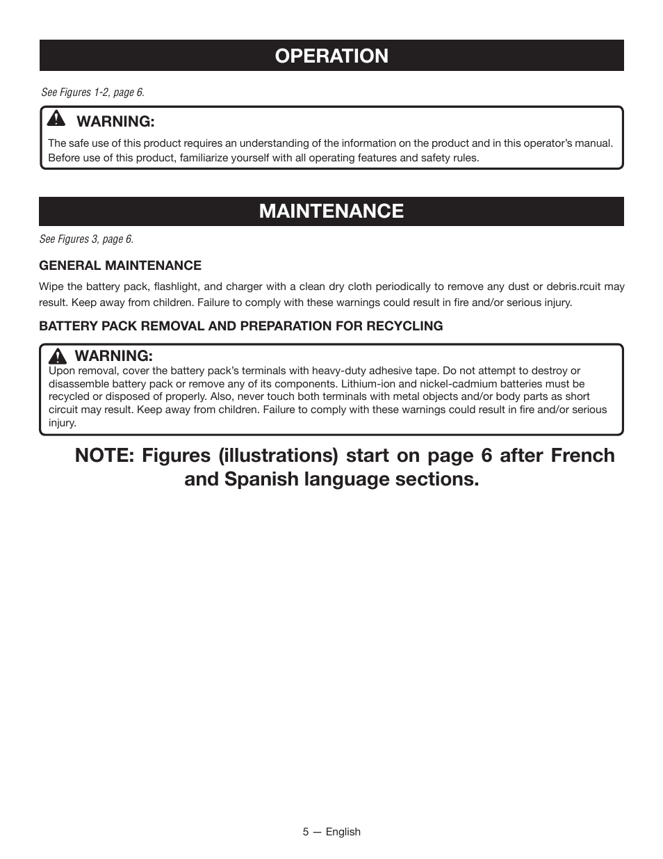 Operation, Maintenance | Ryobi P700 User Manual | Page 5 / 16