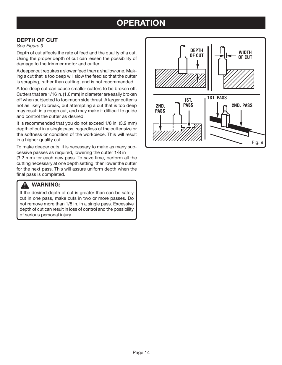 Operation | Ryobi TR45K User Manual | Page 14 / 20