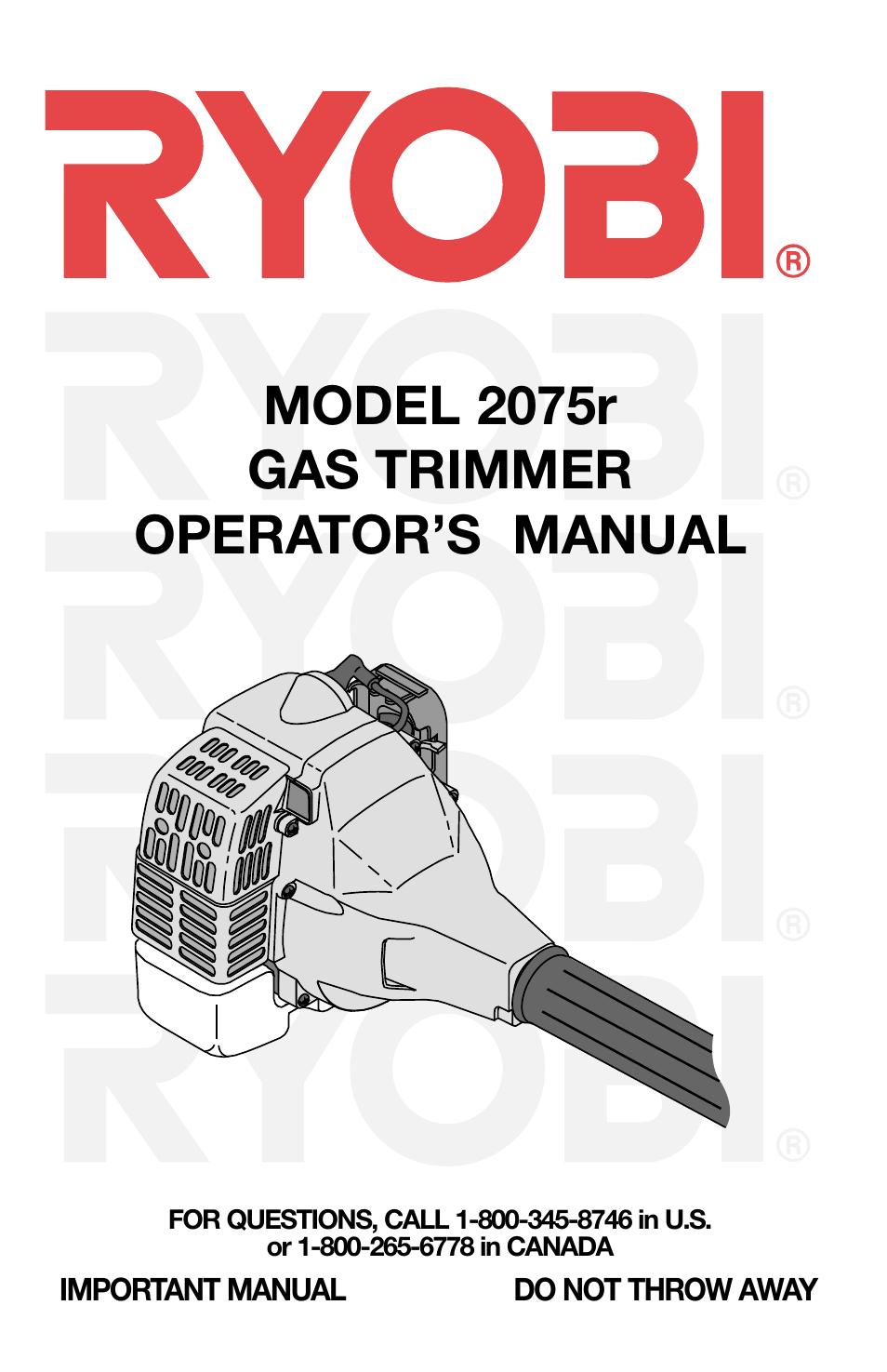 Ryobi 2075r User Manual | 20 pages