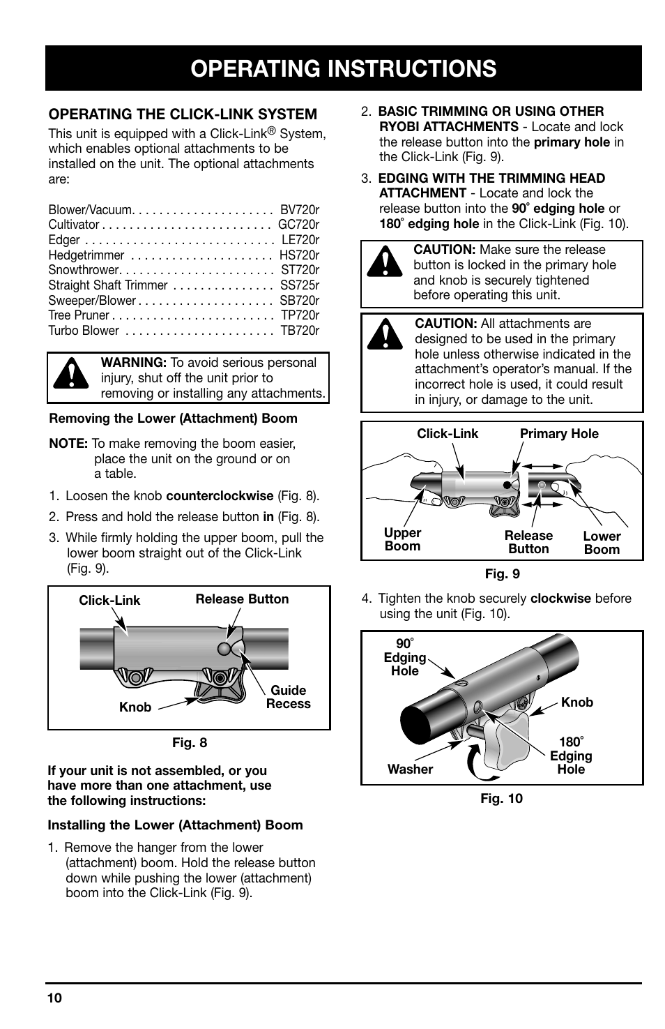 Operating instructions | Ryobi 2075r User Manual | Page 10 / 20