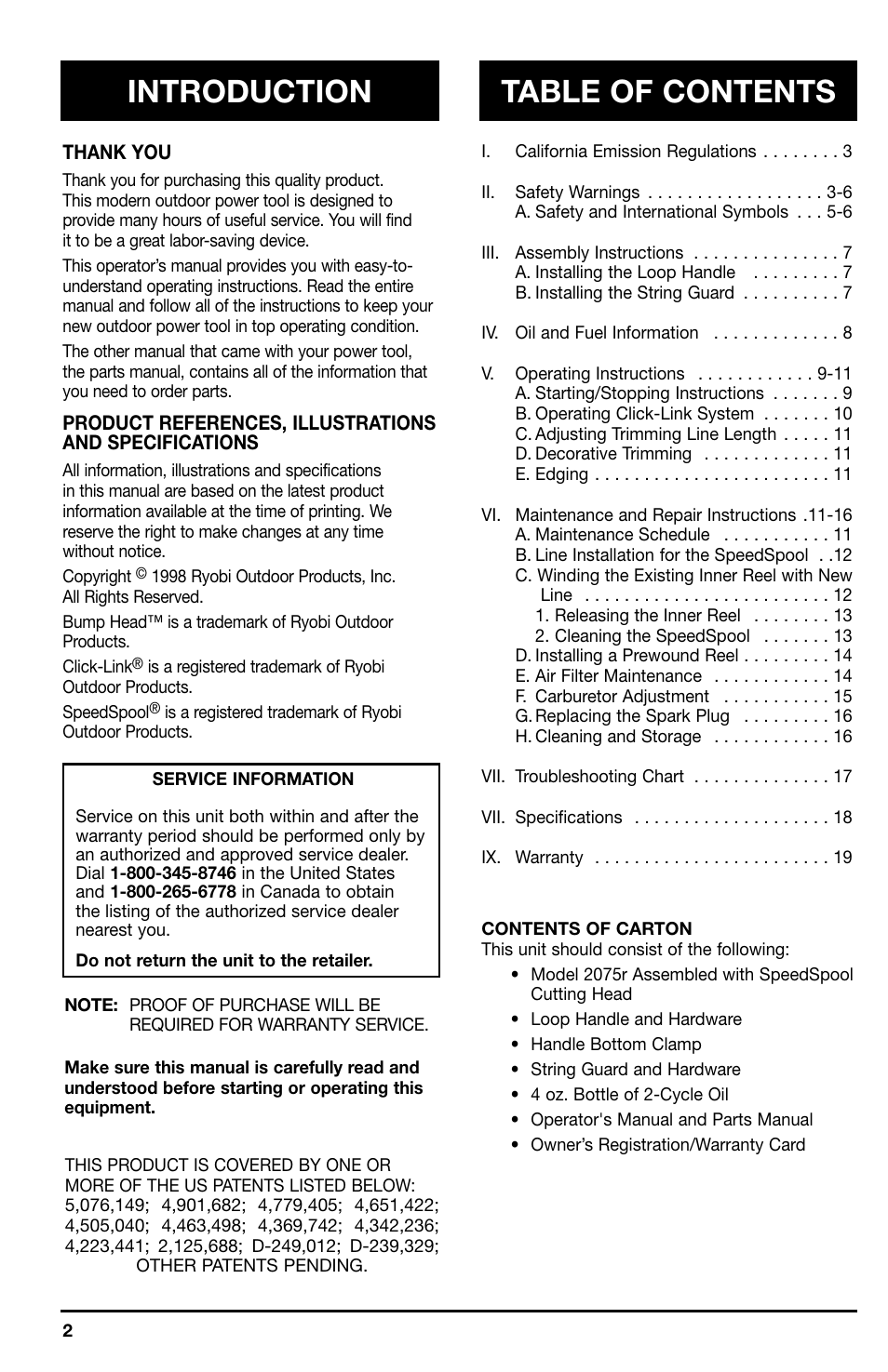 Ryobi 2075r User Manual | Page 2 / 20