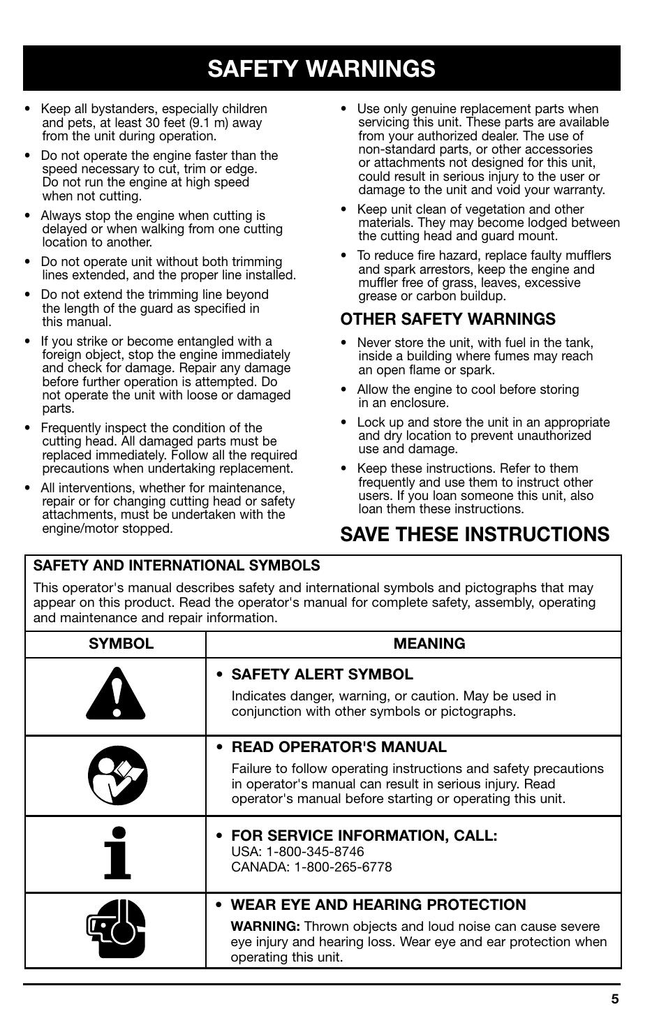 Safety warnings, Save these instructions, Other safety warnings | Ryobi 2075r User Manual | Page 5 / 20