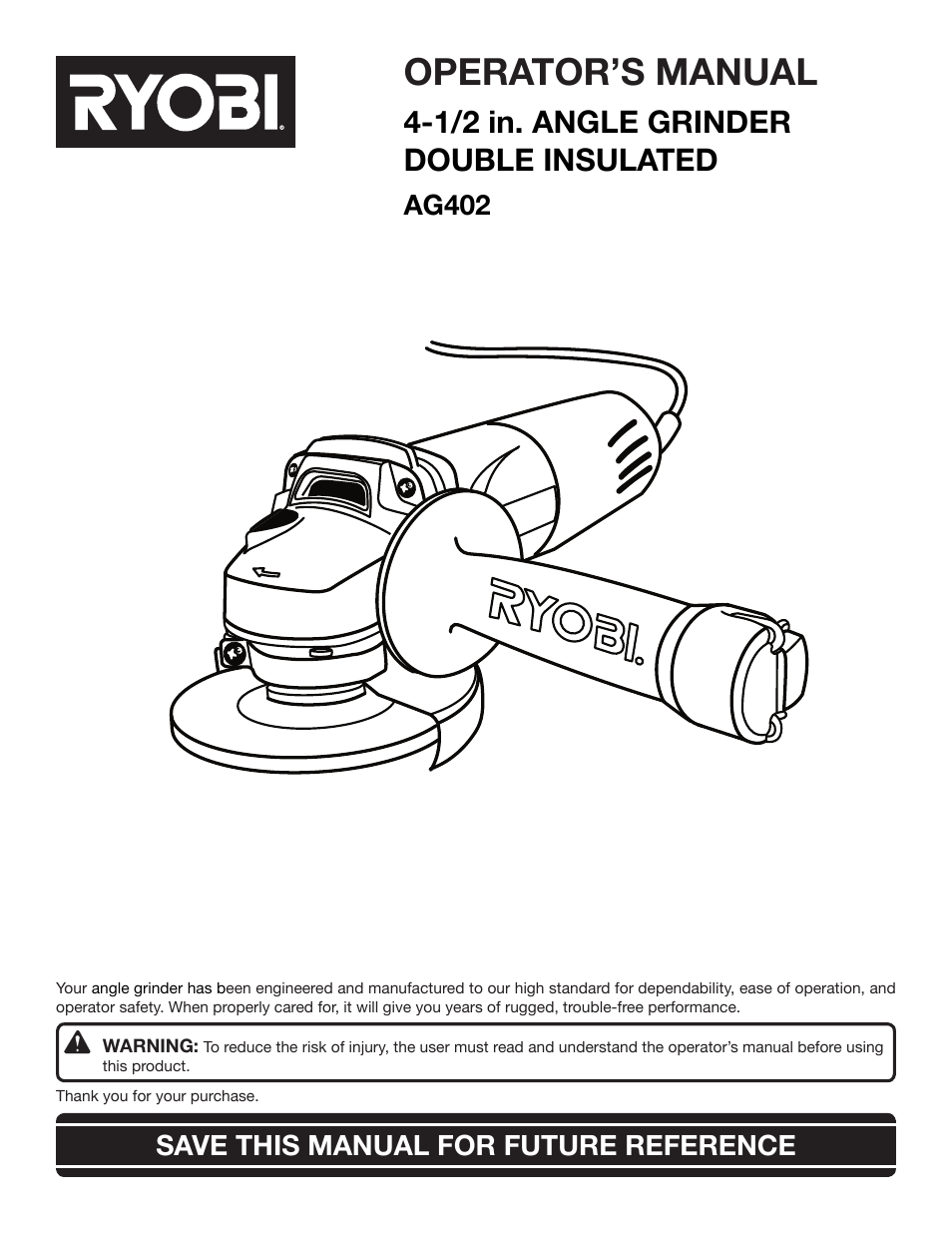 Ryobi AG402 User Manual | 14 pages