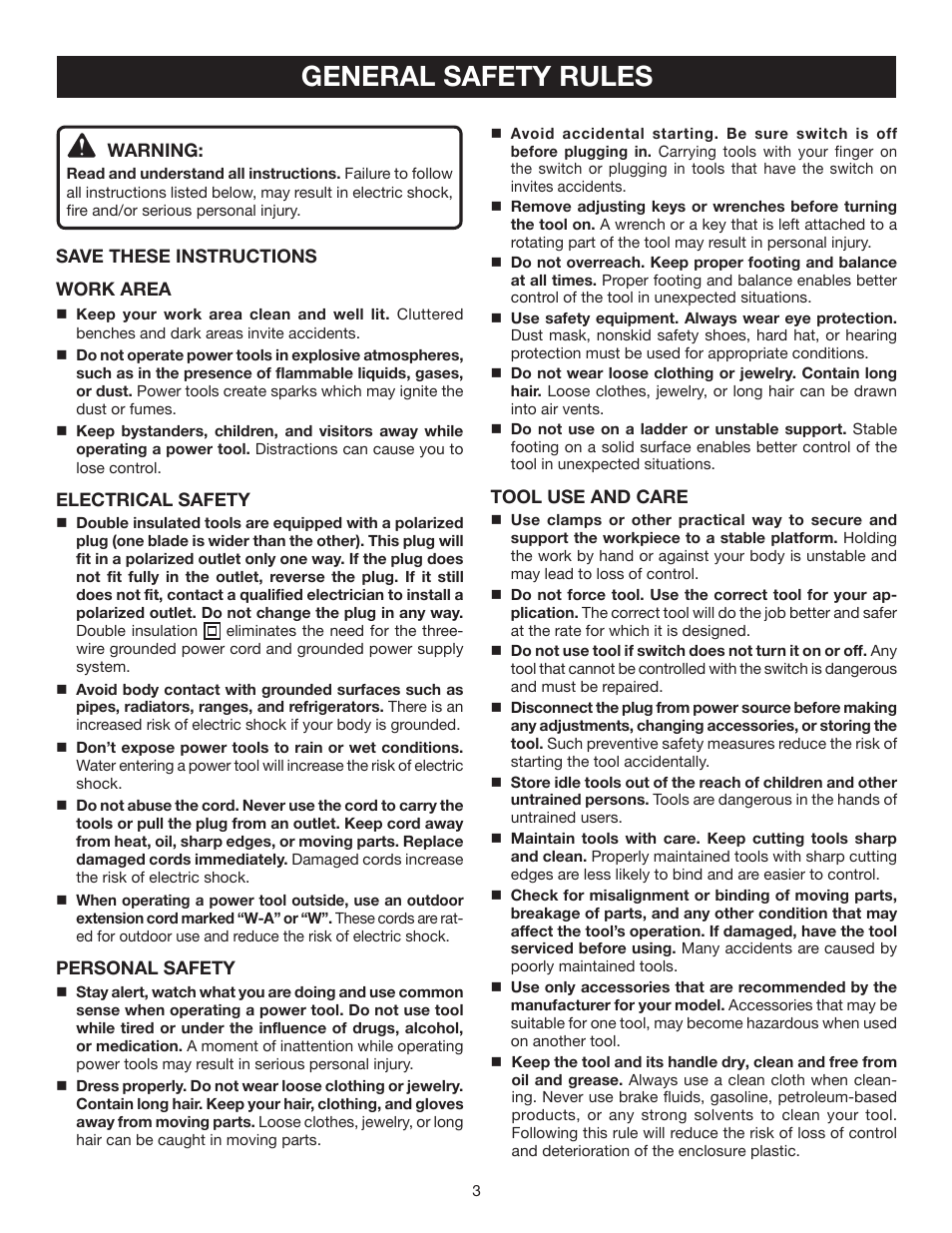 General safety rules | Ryobi AG402 User Manual | Page 3 / 14