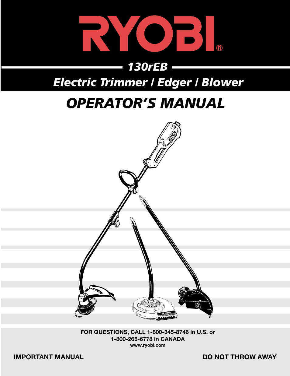 Ryobi 130rEB User Manual | 20 pages