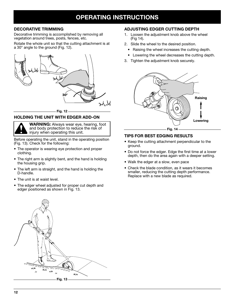 Operating instructions | Ryobi 130rEB User Manual | Page 12 / 20