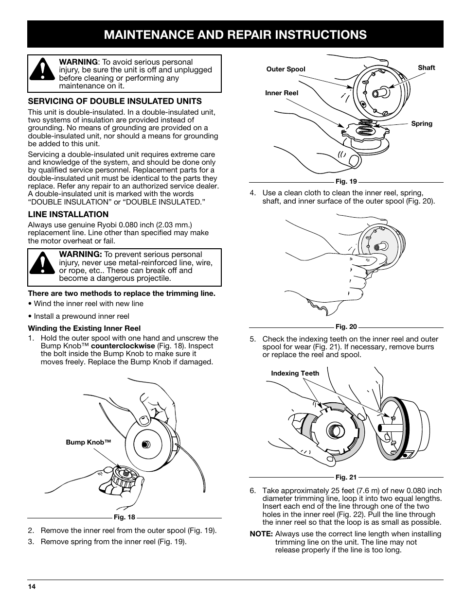 Maintenance and repair instructions | Ryobi 130rEB User Manual | Page 14 / 20