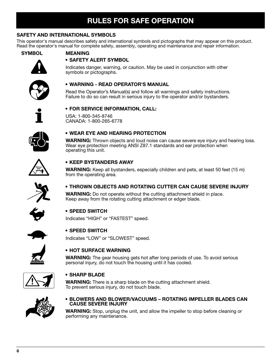 Rules for safe operation | Ryobi 130rEB User Manual | Page 6 / 20