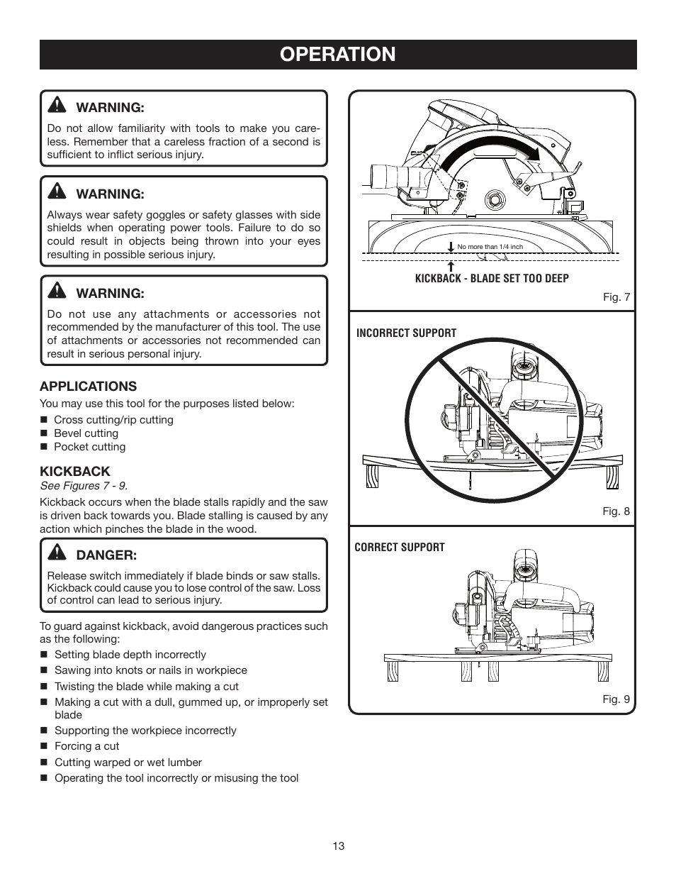 Operation | Ryobi CSB141LZ User Manual | Page 13 / 24