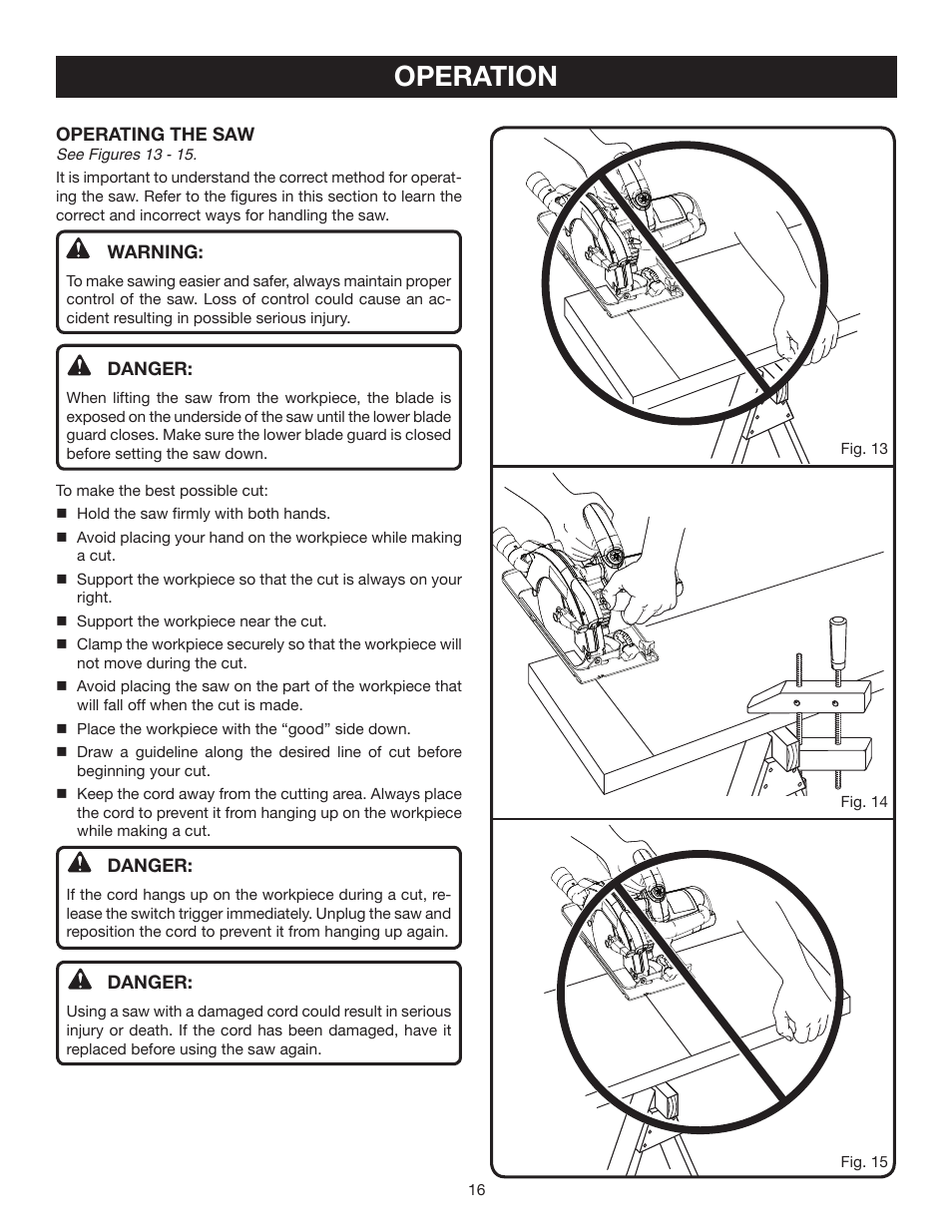 Operation | Ryobi CSB141LZ User Manual | Page 16 / 24