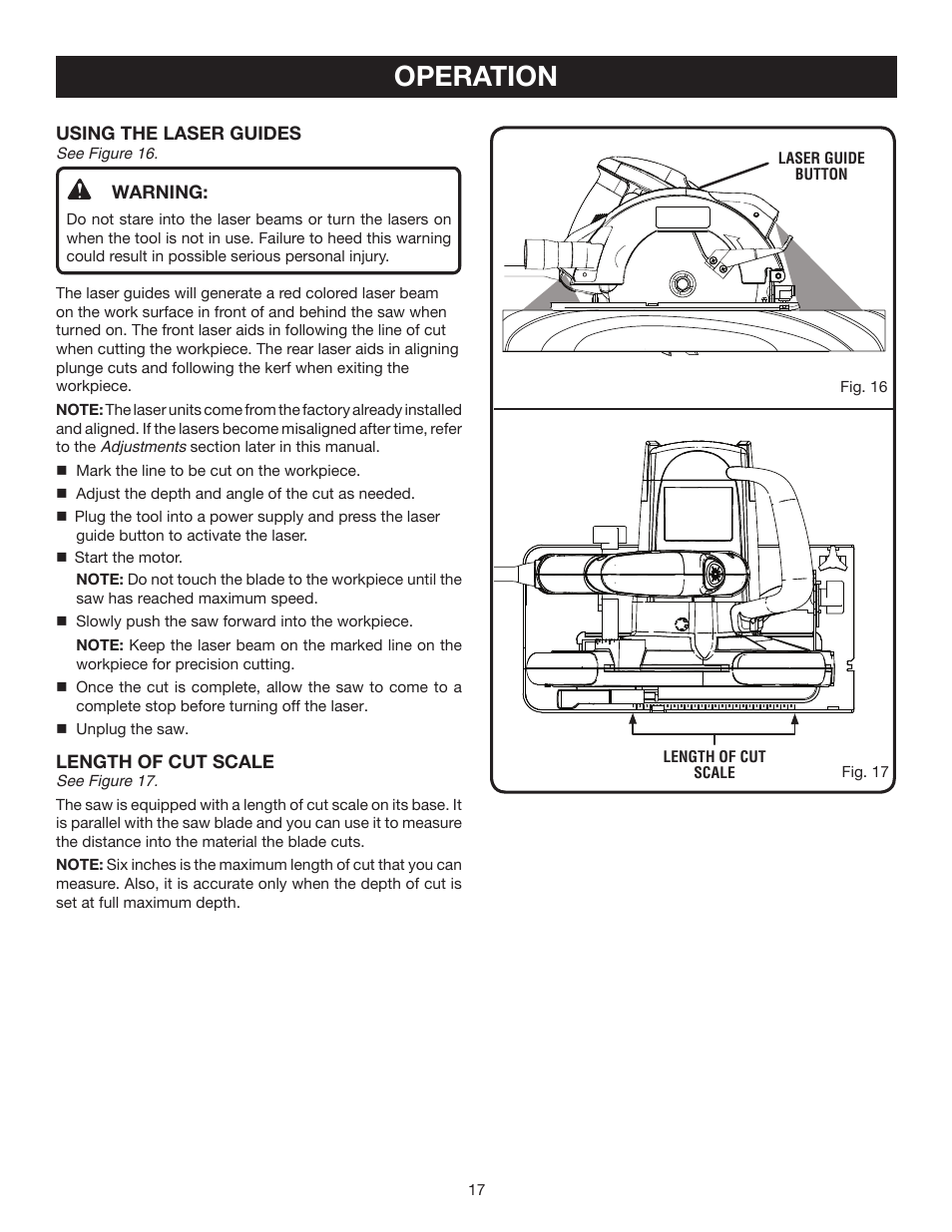 Operation | Ryobi CSB141LZ User Manual | Page 17 / 24