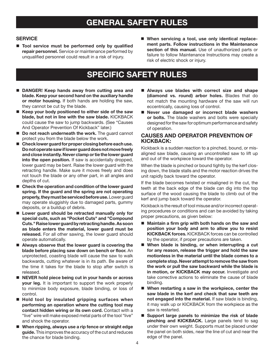General safety rules specific safety rules | Ryobi CSB141LZ User Manual | Page 4 / 24