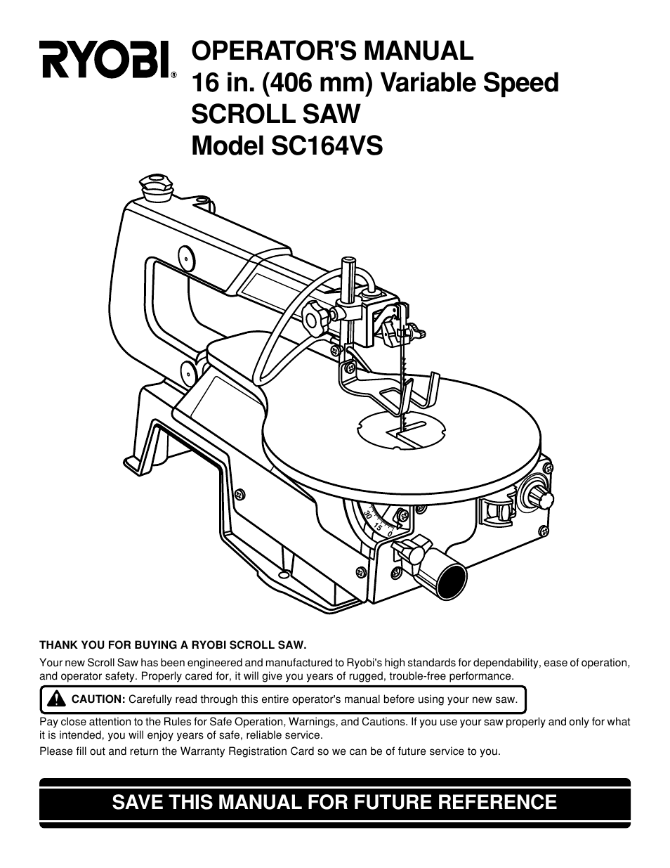 Ryobi SC164VS User Manual | 20 pages