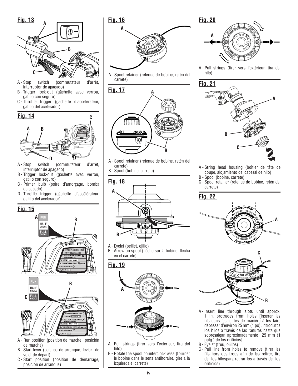 Fig. 14, Fig. 15, Fig. 13 | Fig. 21, Fig. 20, Fig. 22 | Ryobi S430 RY34441 User Manual | Page 4 / 56