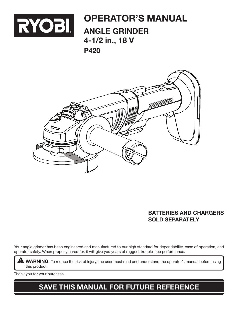 Ryobi P420 User Manual | 18 pages