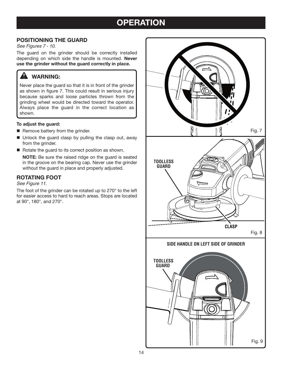 Operation | Ryobi P420 User Manual | Page 14 / 18