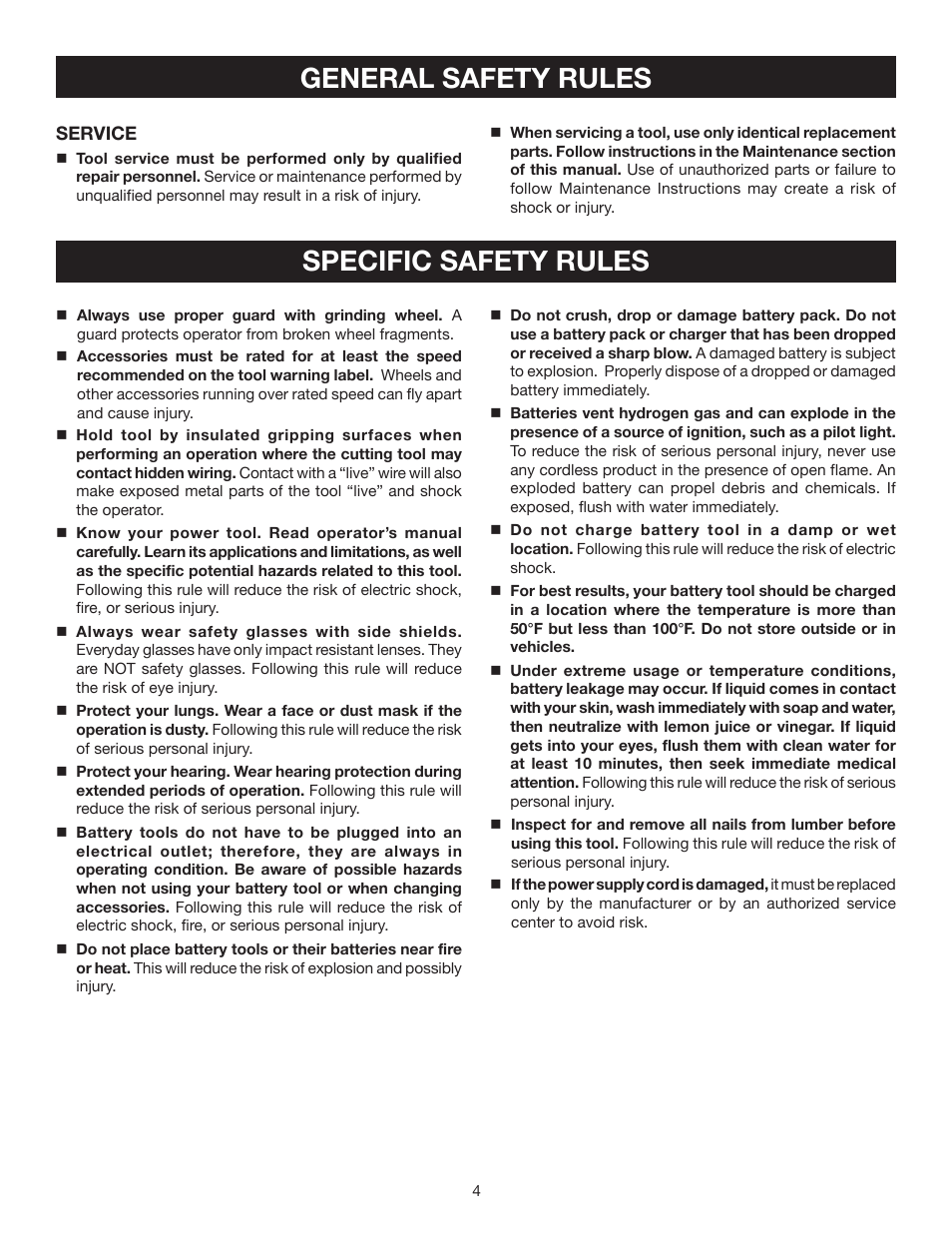 General safety rules specific safety rules | Ryobi P420 User Manual | Page 4 / 18