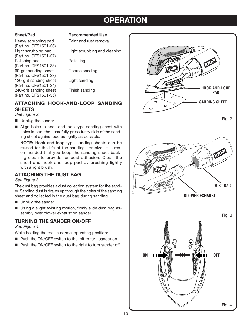 Operation | Ryobi CFS1503K User Manual | Page 10 / 14