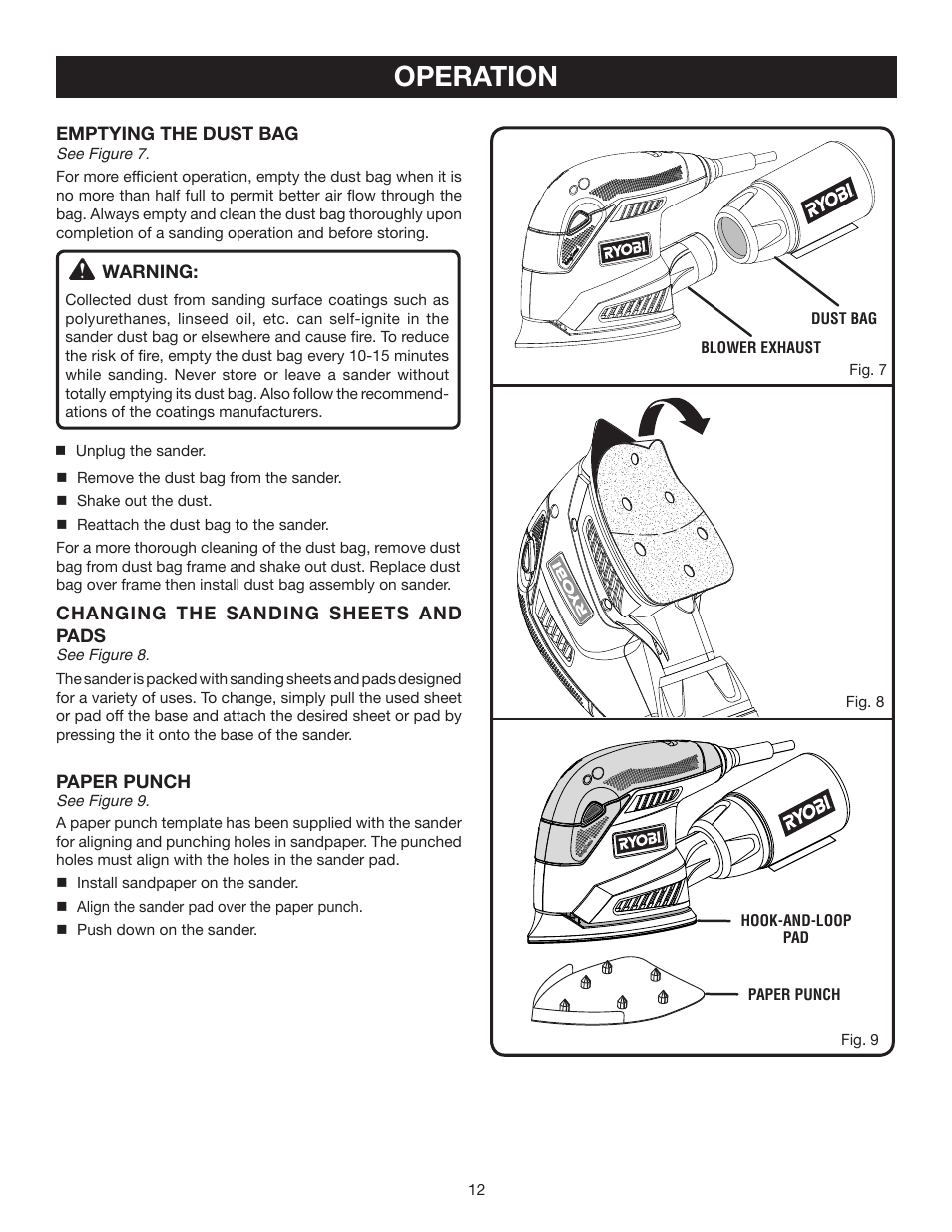 Operation | Ryobi CFS1503K User Manual | Page 12 / 14