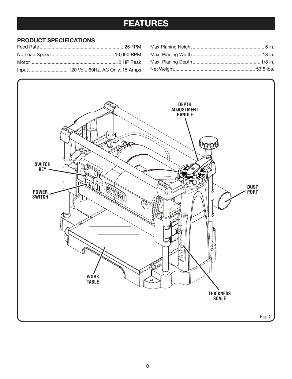 Features | Ryobi AP1301 User Manual | Page 10 / 22