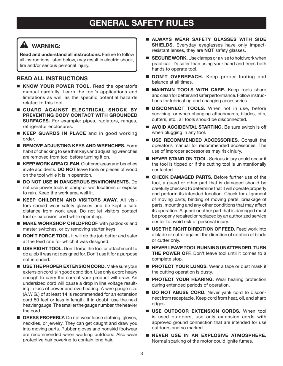 General safety rules | Ryobi AP1301 User Manual | Page 3 / 22