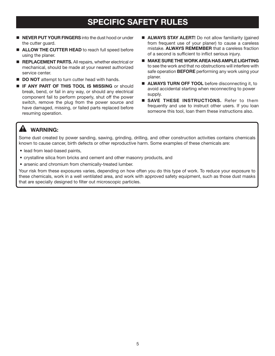 Specific safety rules | Ryobi AP1301 User Manual | Page 5 / 22