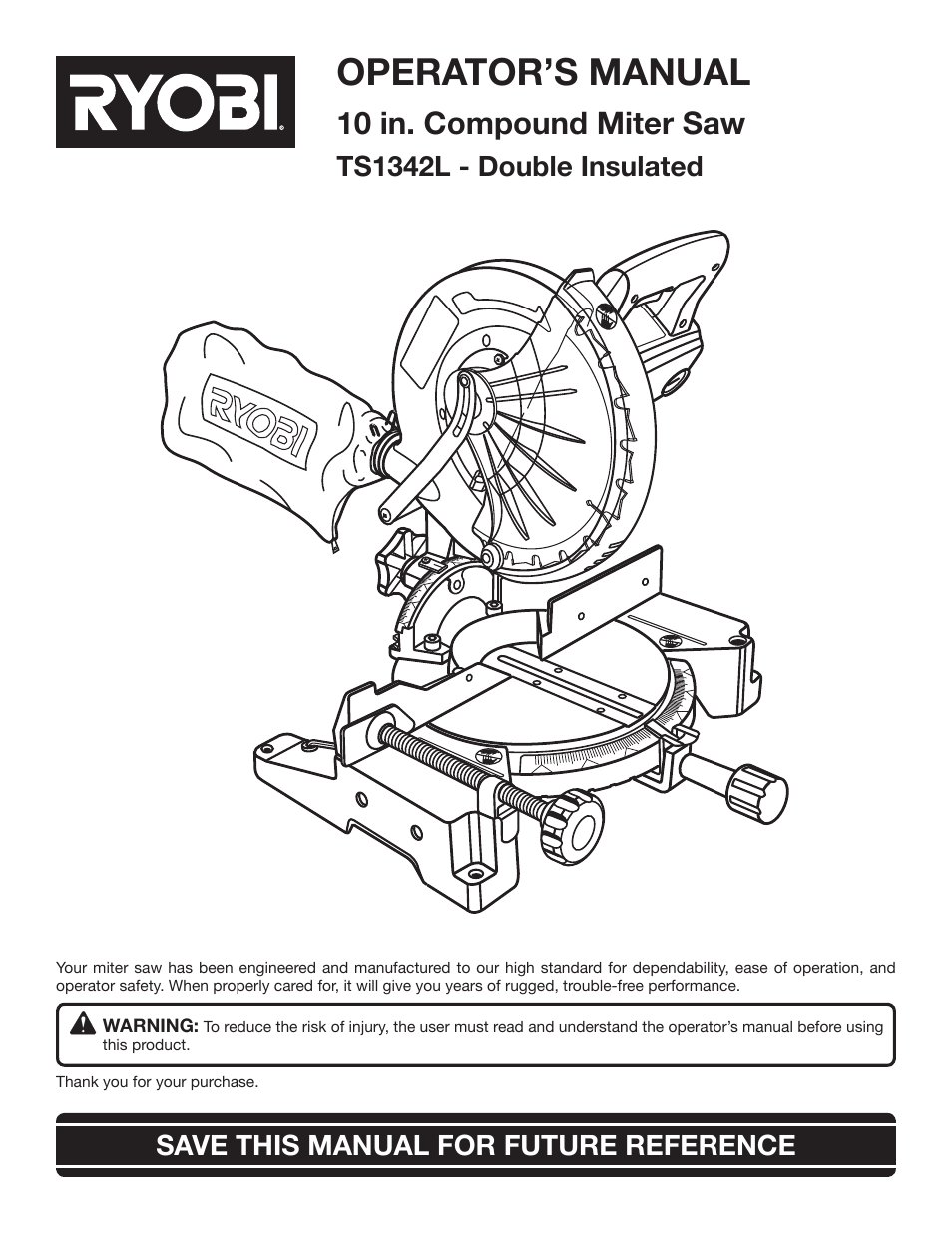 Ryobi TS1342L User Manual | 96 pages