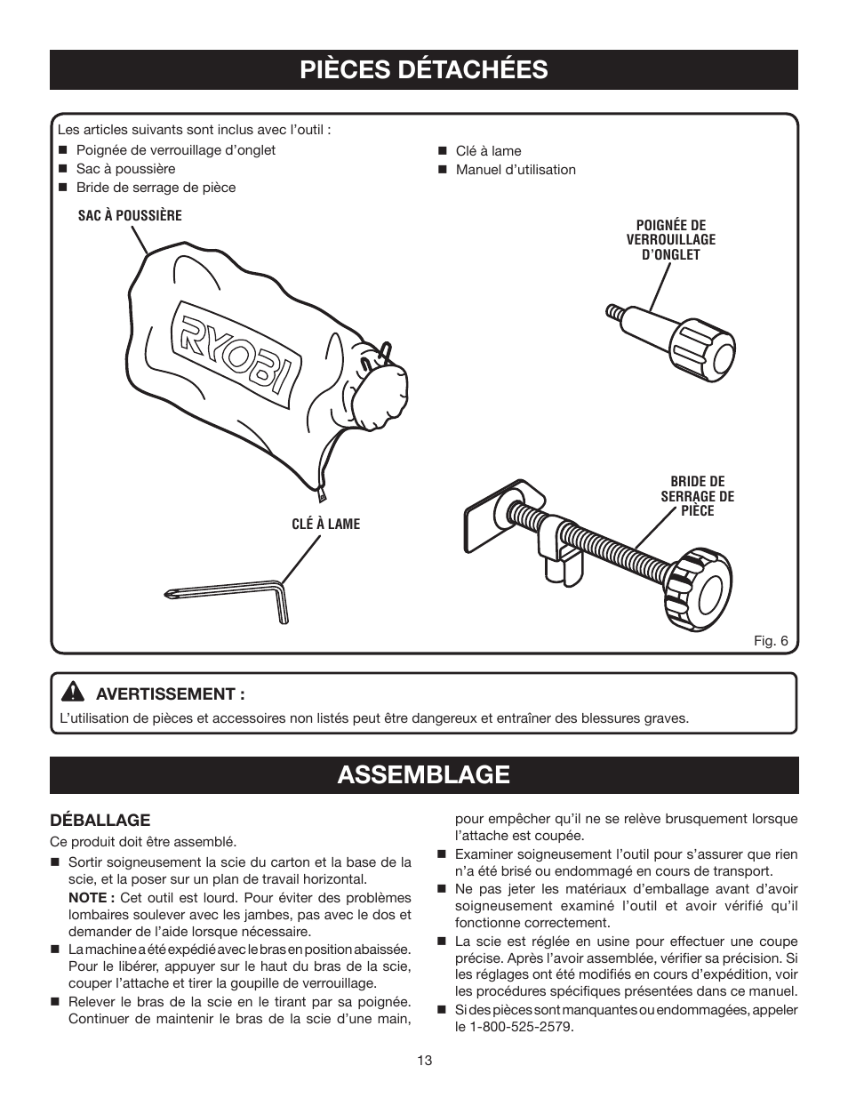 Pièces détachées, Assemblage | Ryobi TS1342L User Manual | Page 45 / 96