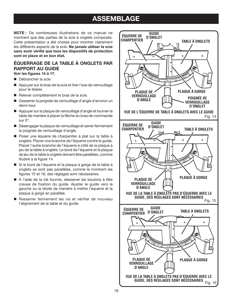 Assemblage | Ryobi TS1342L User Manual | Page 50 / 96