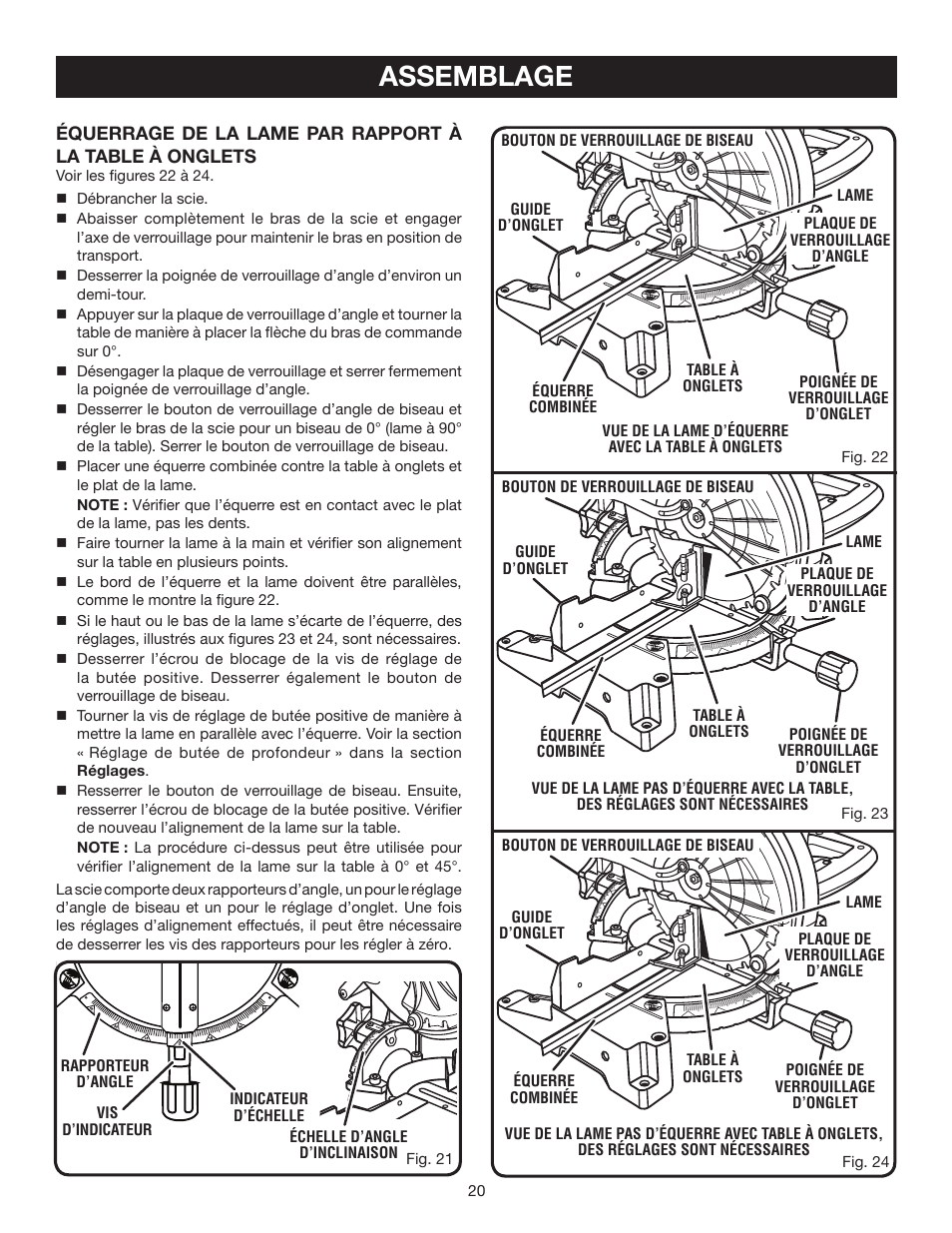 Assemblage | Ryobi TS1342L User Manual | Page 52 / 96