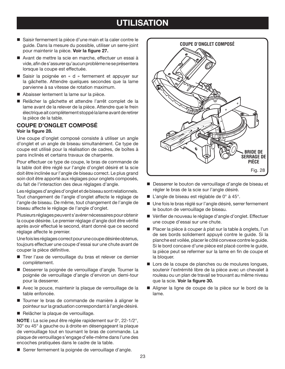 Utilisation | Ryobi TS1342L User Manual | Page 55 / 96