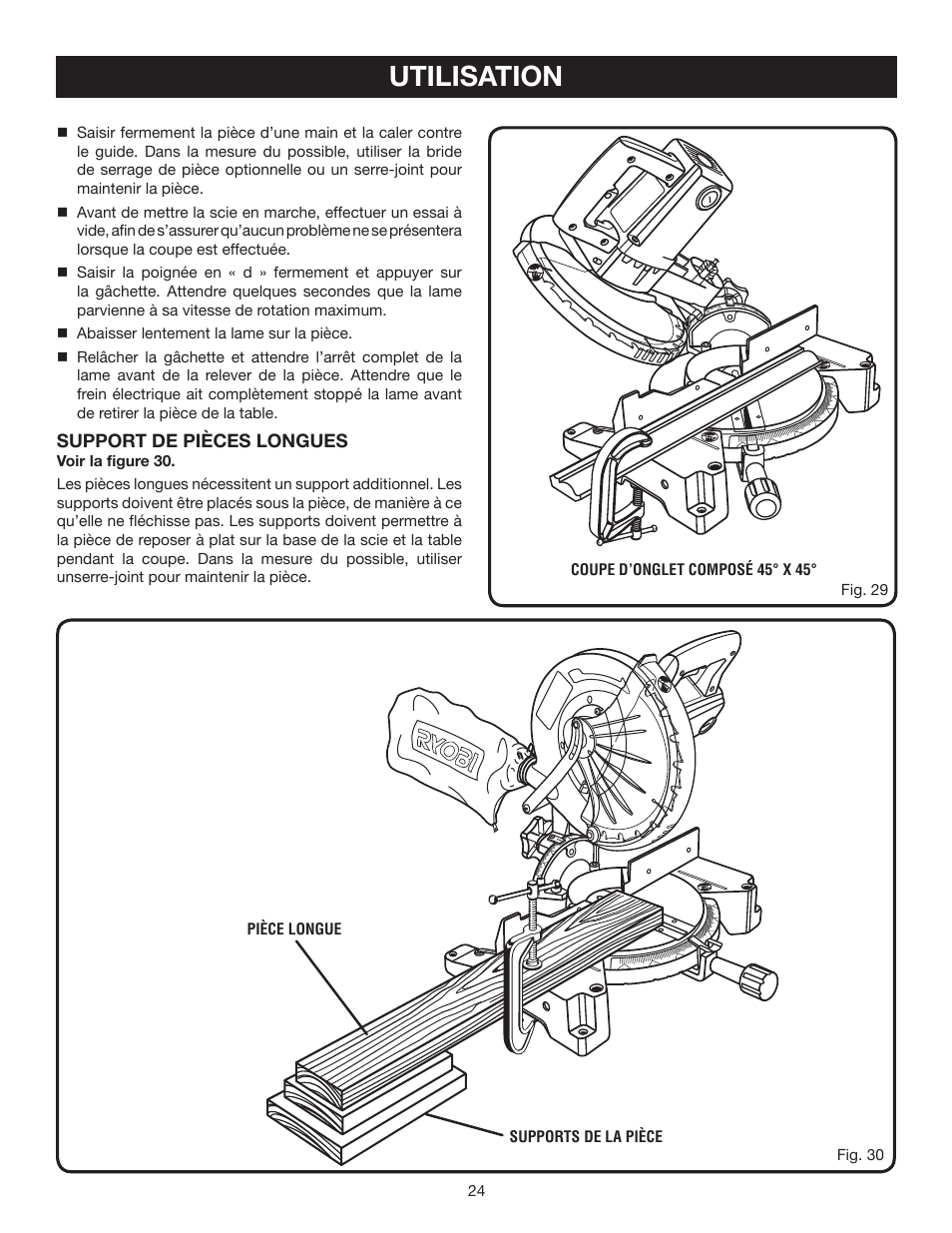 Utilisation | Ryobi TS1342L User Manual | Page 56 / 96