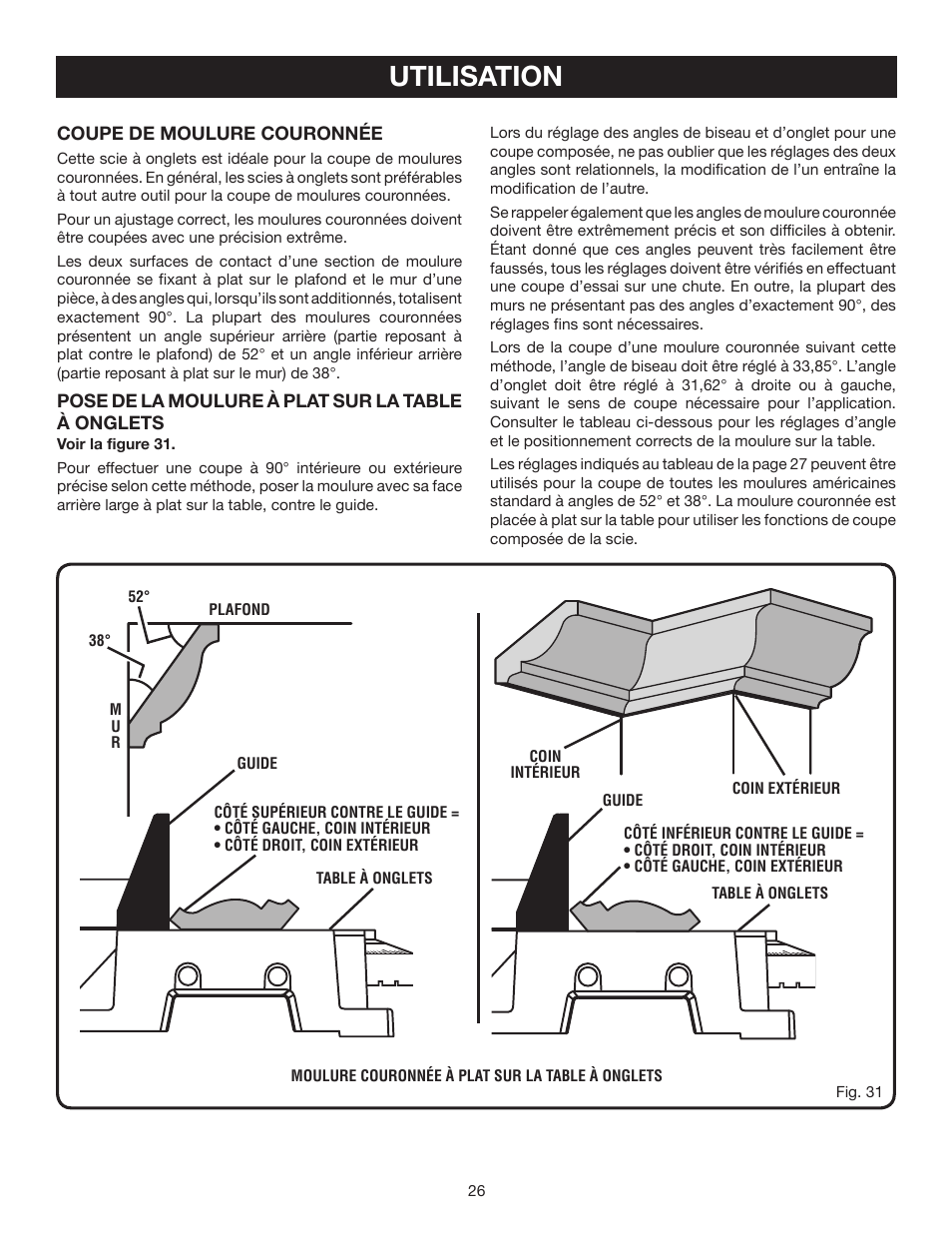 Utilisation | Ryobi TS1342L User Manual | Page 58 / 96