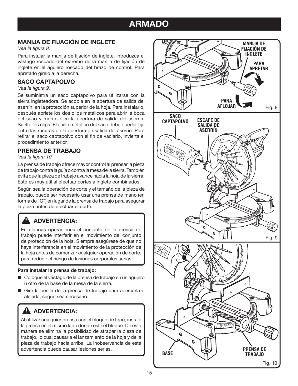 Armado | Ryobi TS1342L User Manual | Page 79 / 96