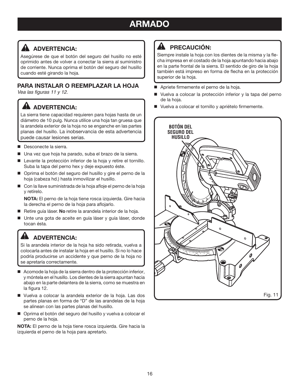 Armado | Ryobi TS1342L User Manual | Page 80 / 96