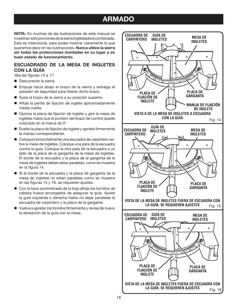 Armado | Ryobi TS1342L User Manual | Page 82 / 96