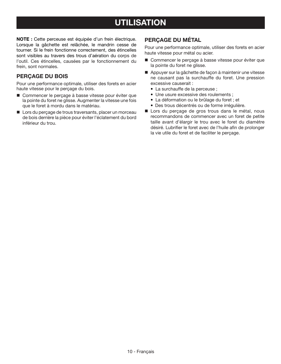 Utilisation | Ryobi CD100 User Manual | Page 21 / 36