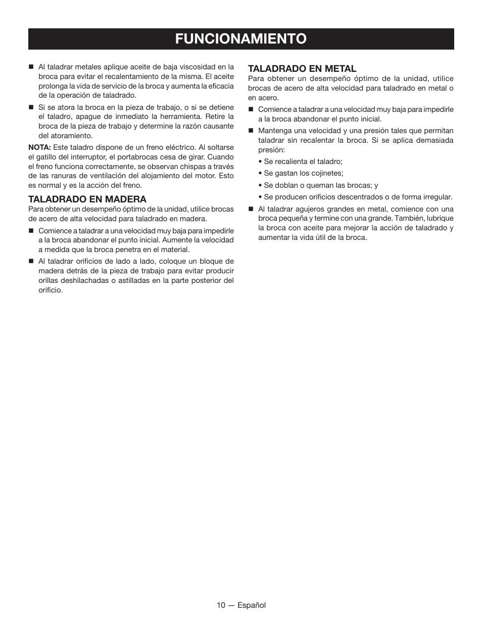 Funcionamiento | Ryobi CD100 User Manual | Page 31 / 36