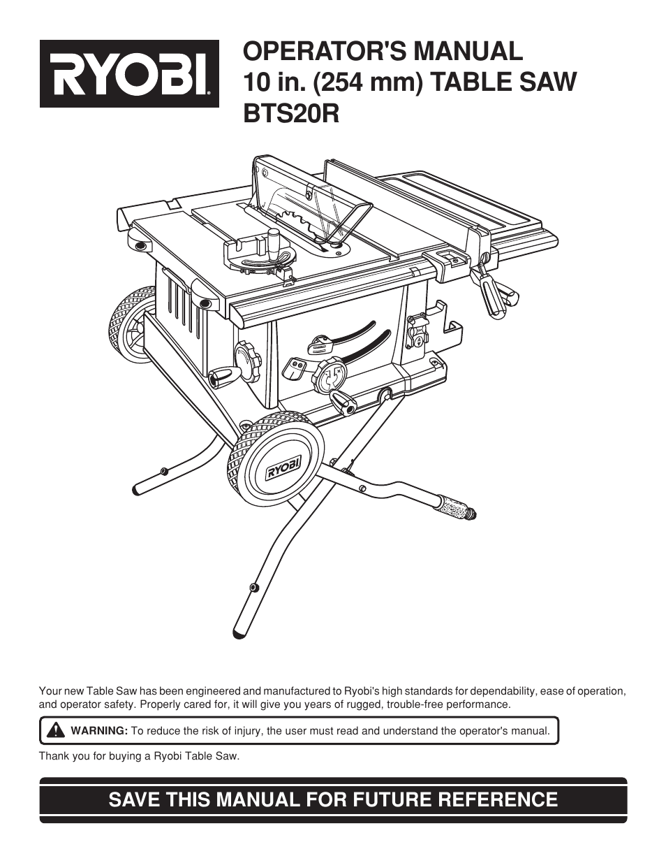 Ryobi bts20r User Manual | 34 pages