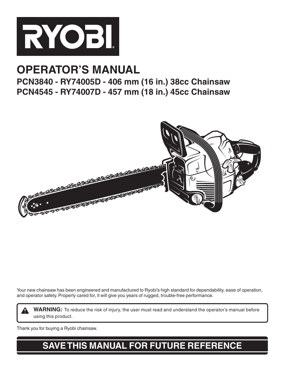 Ryobi PCN3840-RY74005D User Manual | 20 pages