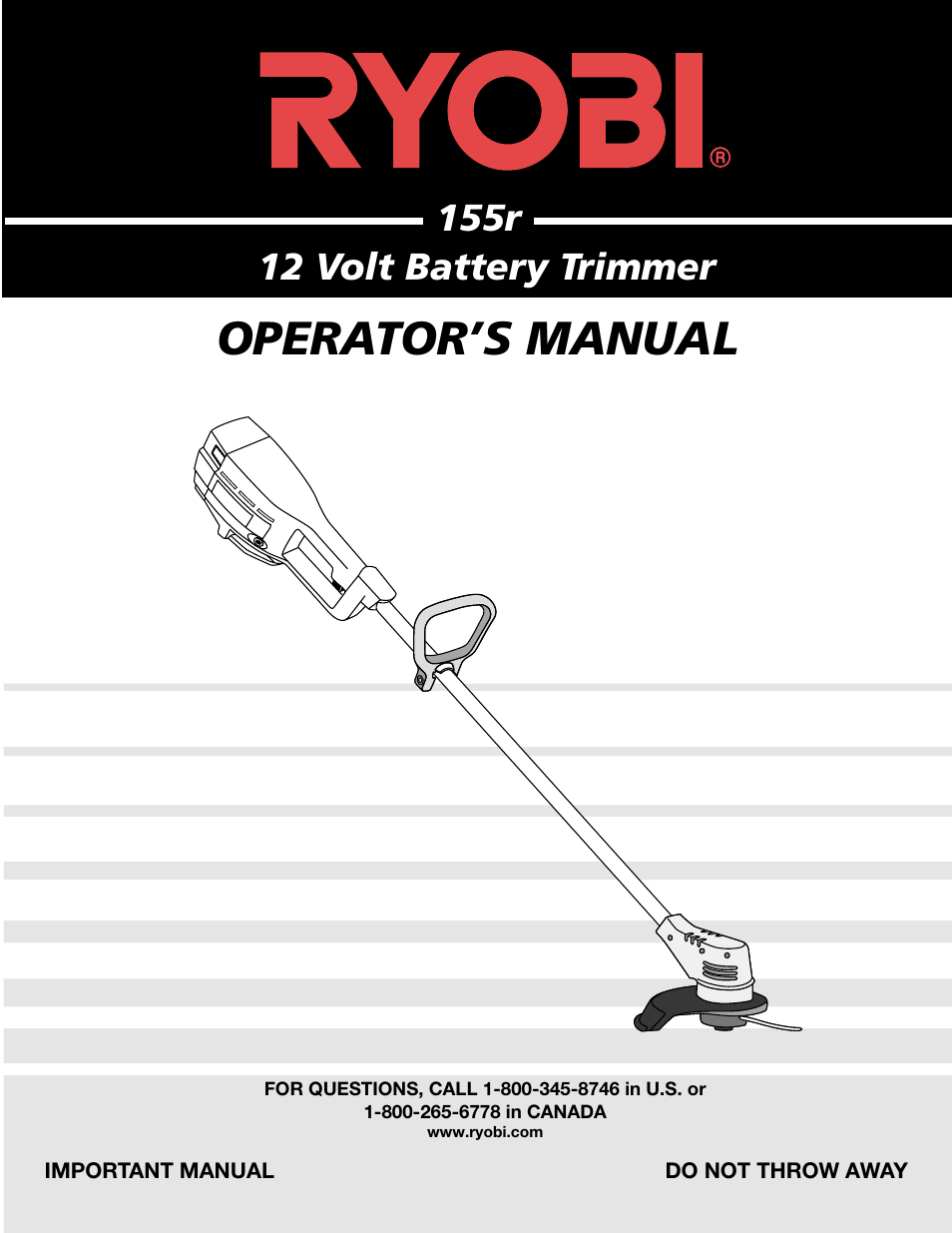 Ryobi 155r User Manual | 16 pages