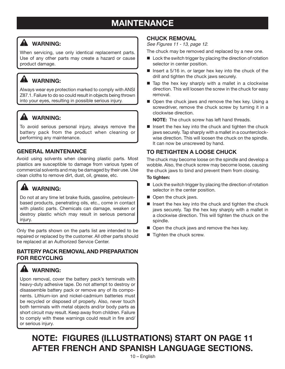 Maintenance | Ryobi P204 User Manual | Page 10 / 32