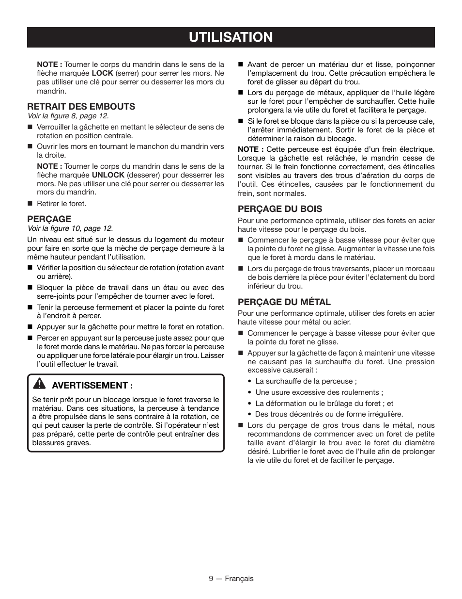 Utilisation | Ryobi P204 User Manual | Page 18 / 32