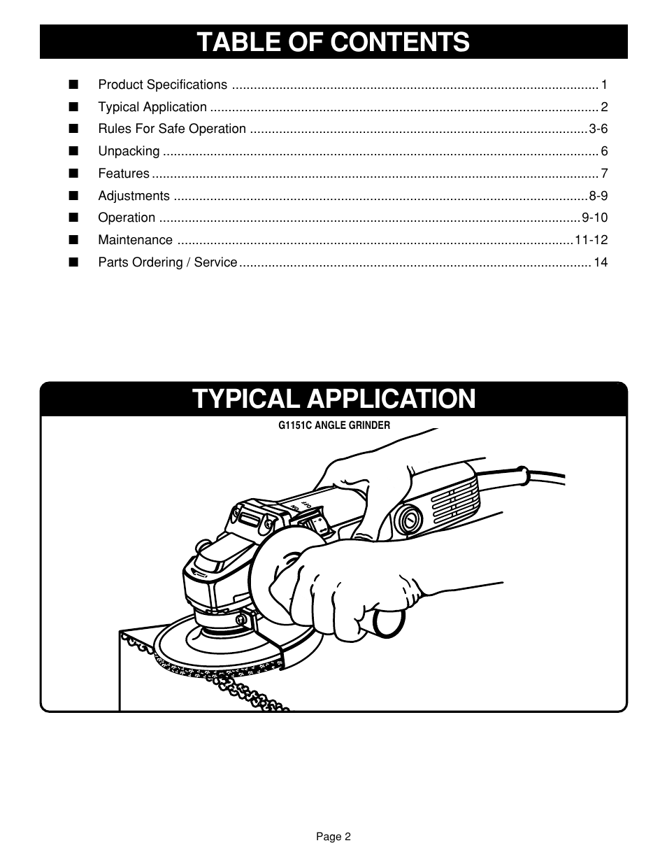 Ryobi G1151C User Manual | Page 2 / 14