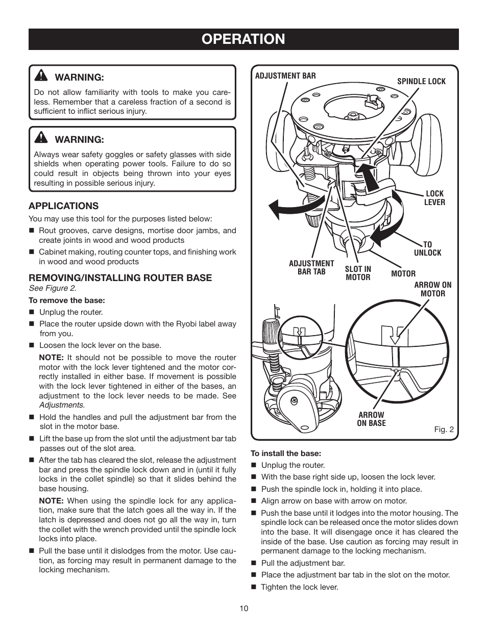 Operation | Ryobi R163K User Manual | Page 10 / 20