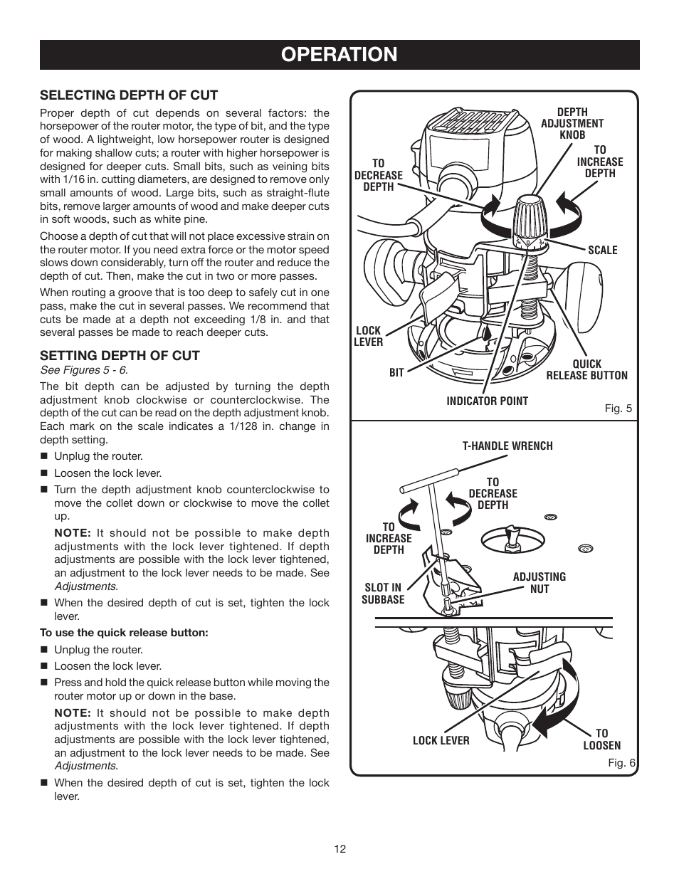 Operation | Ryobi R163K User Manual | Page 12 / 20