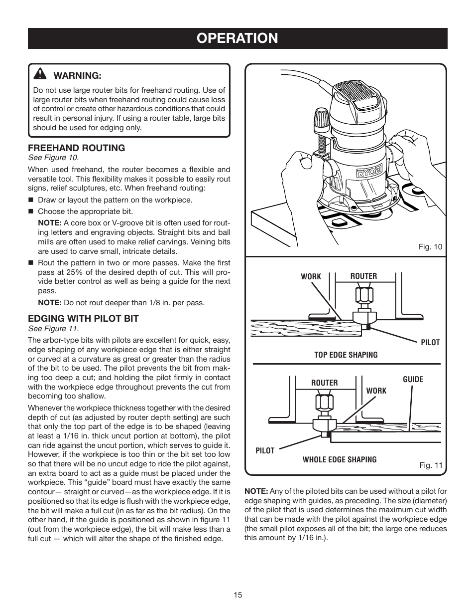 Operation | Ryobi R163K User Manual | Page 15 / 20