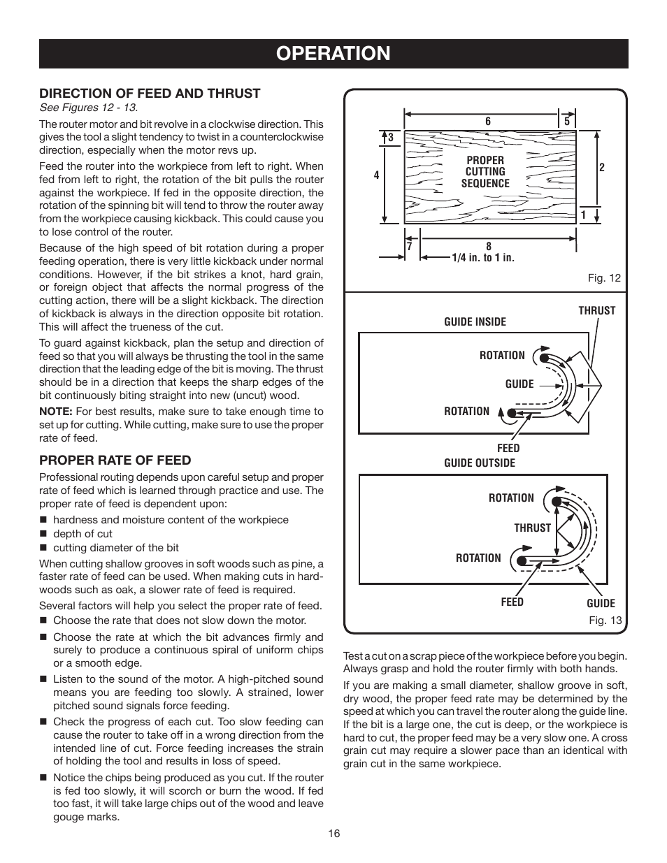 Operation | Ryobi R163K User Manual | Page 16 / 20