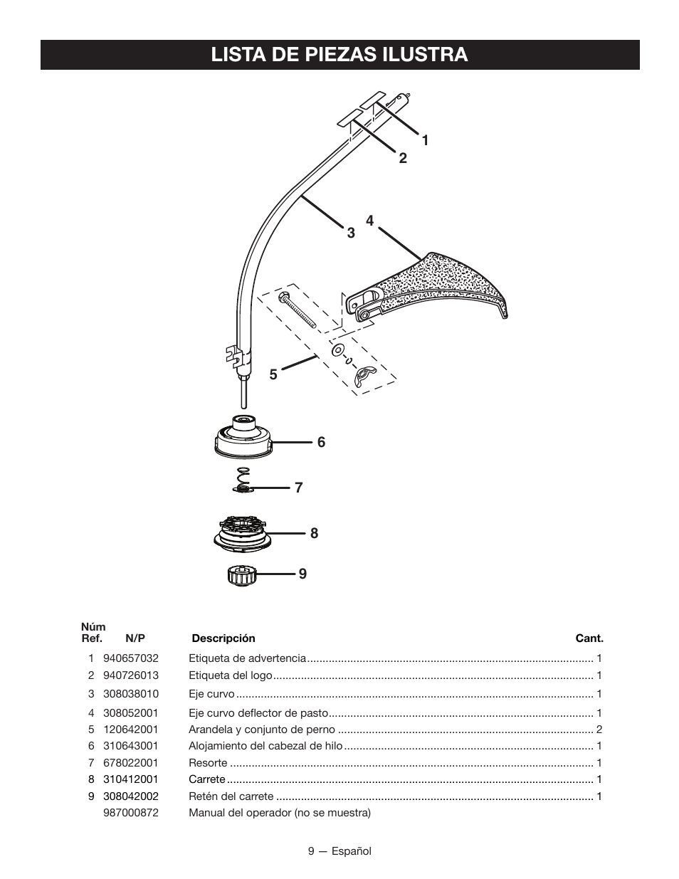 Lista de piezas ilustra | Ryobi EXPAND-IT RY15524 User Manual | Page 27 / 30